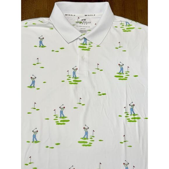Rorie Whelan Golf Performance Polo Men’s Shirt GOLFER People Playing Print XXL - Picture 1 of 2